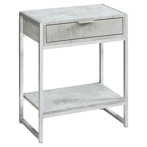 Daphnes Dinnette 24 in. Grey Cement & Chrome Metal Accent Table DA3076382